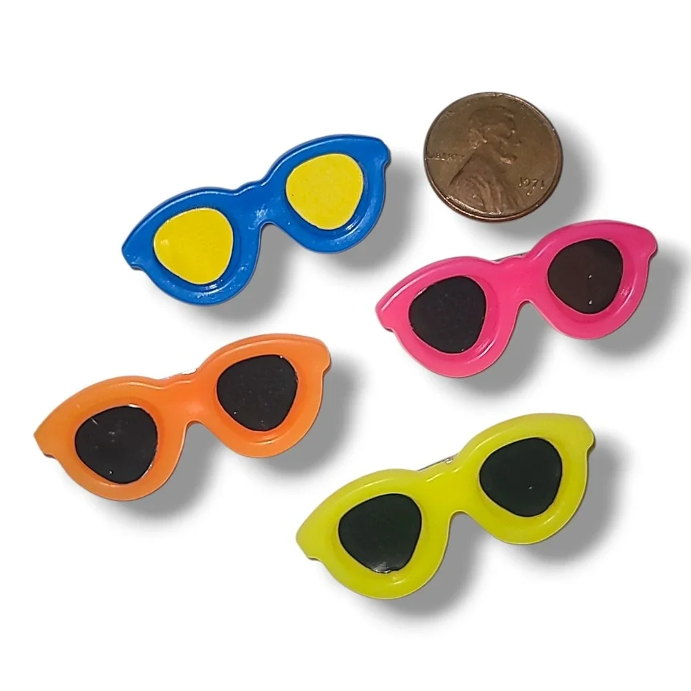 Vintage 80s 90s Sunglasses Brooch Pin‎ Lot Colorful Plastic Retro Fashion Set 4